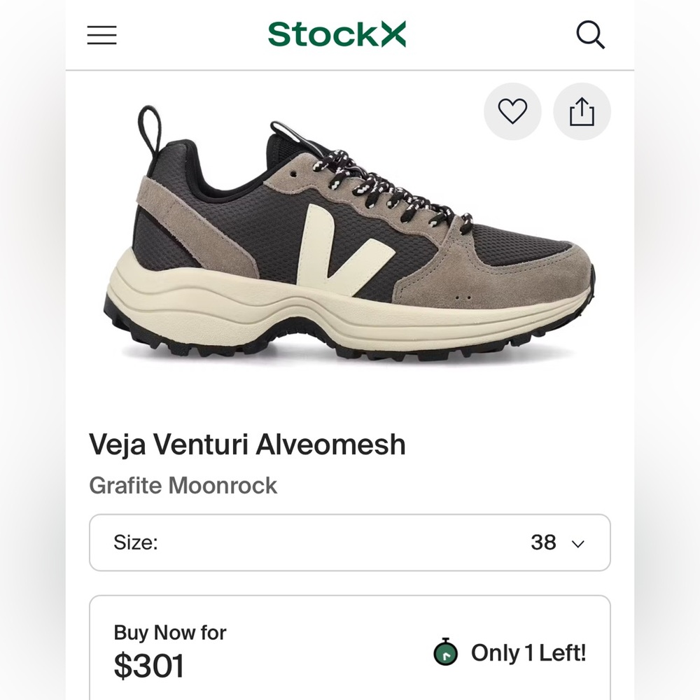 Veja Venturi Black and White Sneakers Sz 7 - Picture 9 of 9